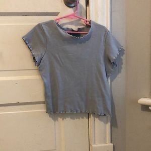 light blue cropped brandy shirt